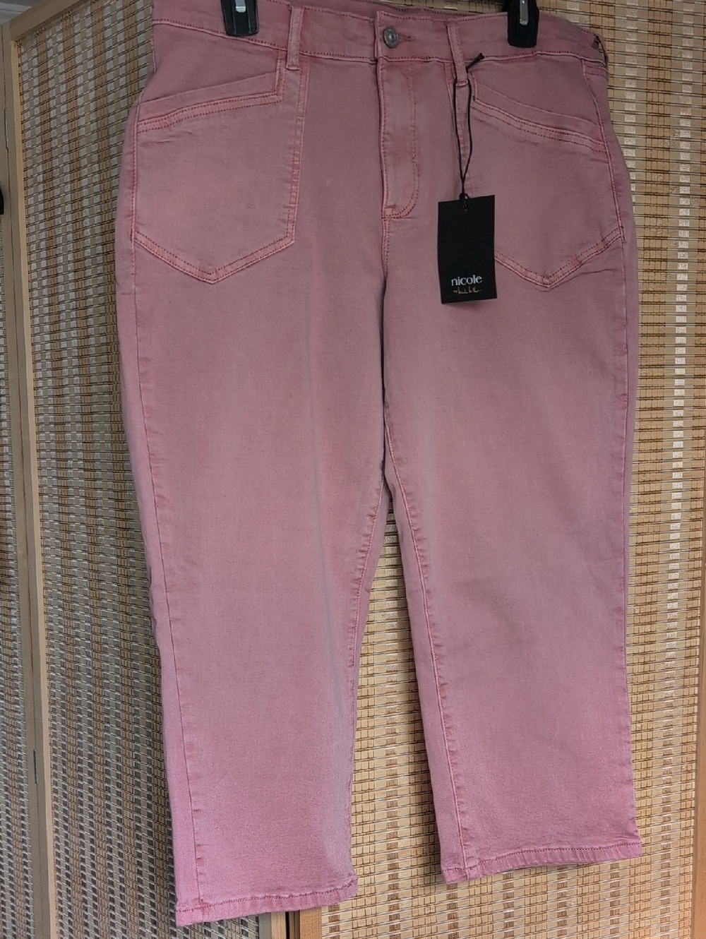 Nicole Miller Dusty Rose Cropped Straight-Leg Jeans
